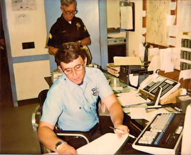 Dispatcher Lootz & Sgt. Mansfield at the "Old Station" (date unknown)