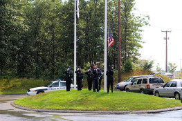 Honor Guard flag folding ceremony at the retirement of Chief of Police Robert Pomeroy (2008)