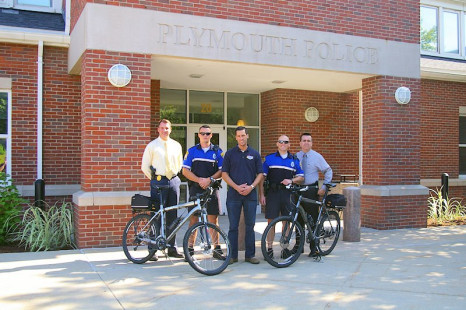 "Serious Cycles" donation of 2 bikes to the Plymouth Police Mountain Bike Team