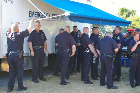 Plymouth Police Officers assembled for 3/July/10 Roll Call