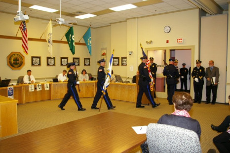 Honor Guard leaving swearing in ceremony at Town Hall (17/May/11)