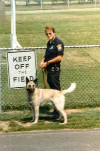 Ptl. V. Higgins (father of the current Plymouth Police K-9 Plt. M. Higgins) w/ K-9 "Chief" (1981)