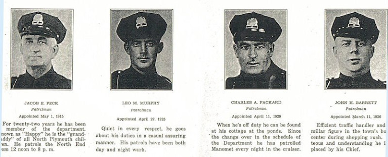Excerpt from Plymouth Police Brotherhood Ad Book circa 1940.