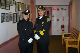 Ptl. Yule with Chief Botieri before the swearing in at Town Hall (17/May/11)