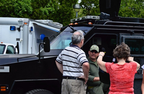 Sgt. Vecchi in the Bearcat Armored SWAT Vehicle