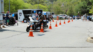 Motorcycle officers have been specially trained to handle Police bikes in all situations.